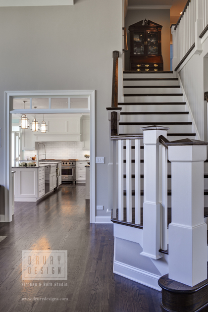 This staircase was completely remodeled with updated newel posts and balusters to compliment the new kitchen design.