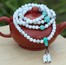 Newly Trendy Howlite Prayer / Rosary Bracelet with Turquoise and Sterling Silver Beads