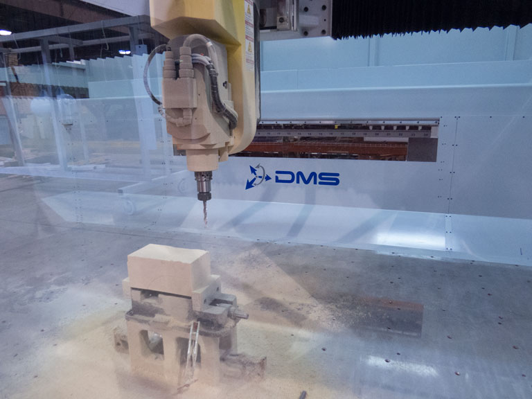 DMS 5 Axis Enclosed Overhead Gantry CNC Router Closeup