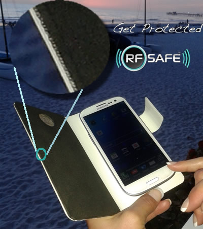 RF Safe cell phone flip case with Peel-n-Shield™ cell phone radiation protection