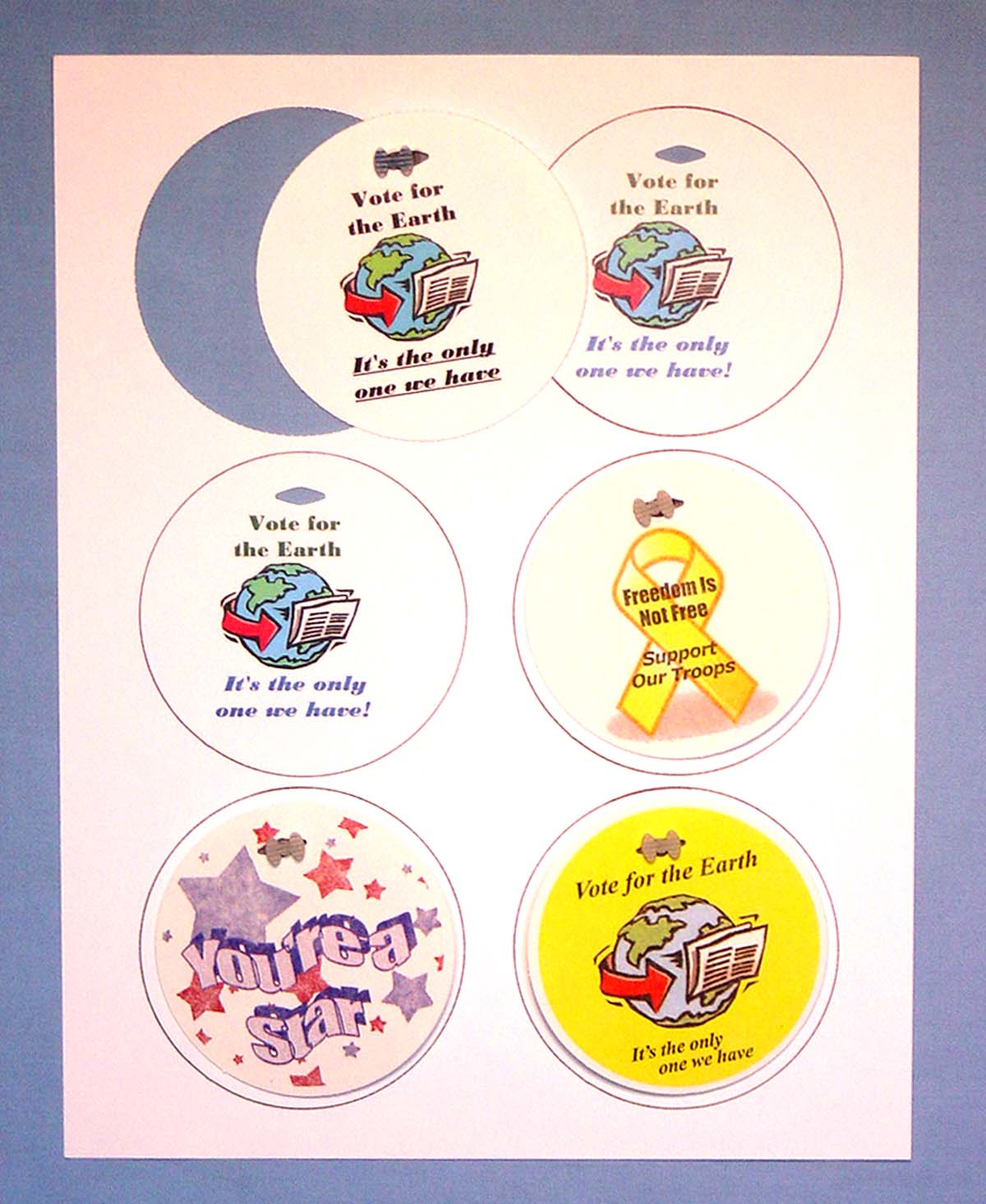 Diecut Sheet of Motavation Button Tags