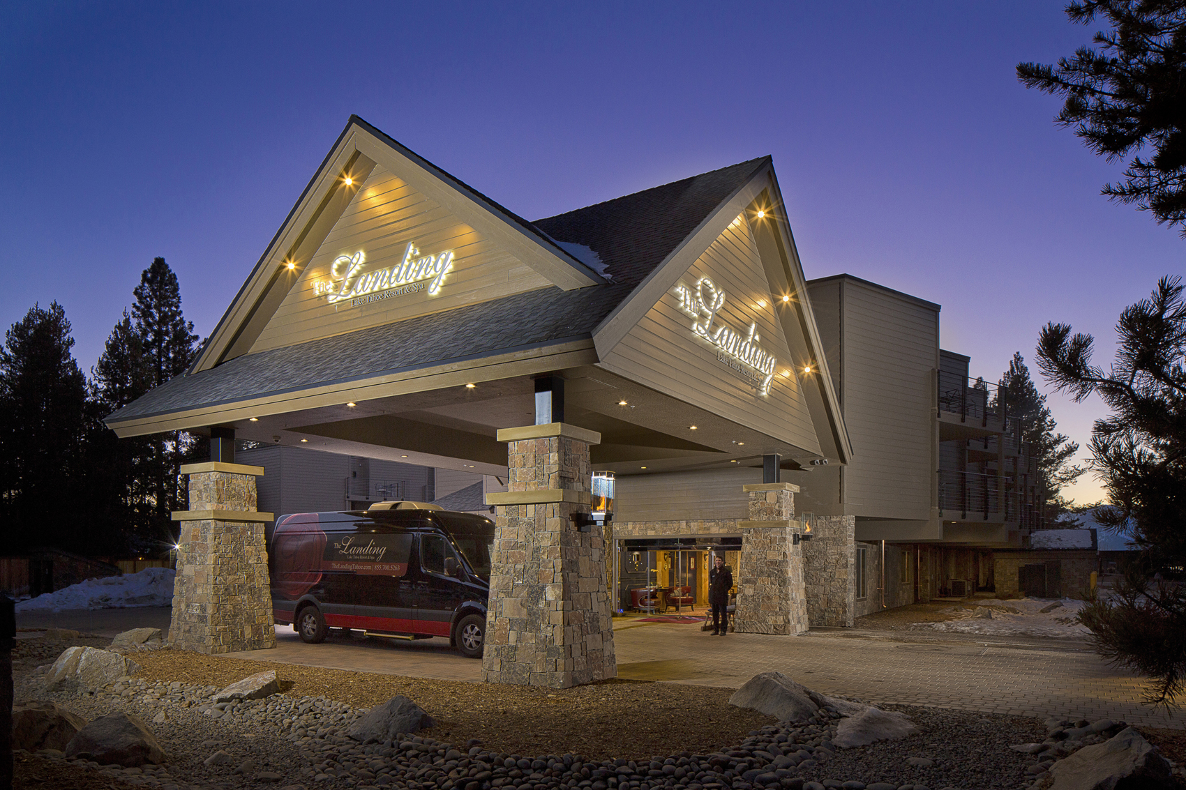 The Landing’s Mercedes Sprinter provides wedding parties with complimentary transportation for pre- and post-wedding Lake Tahoe fun. © The Landing Resort & Spa