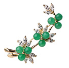 Fashion Design Pretty Branch Shape Green Malaysian Jade Woman Brooch