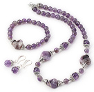 Fashion Style Natural Amethyst Jewelry Sets ( Amethyst Necklace Bracelet Earrings )
