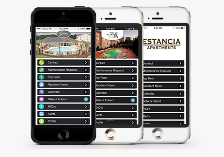 Resident Express App is custom branded with each community's unique logo and is preloaded with apartment unit numbers, contact email addresses and relevant phone numbers.