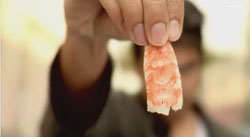 "I got sweet shrimp," says the sushi salesman in MarijuanaDoctors.com ad.