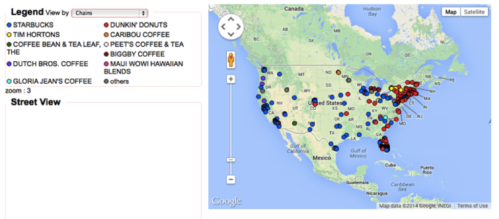 Figure 3. Map of Top Coffee and Tea Chains