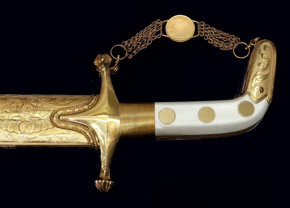 Gold Mounted Saudi Arabian Sword Presented to Football Coach Darrell Royal, Sterling Silver Tea and Coffee Service from Baseball Hall of Fame Christy Mathewson at Auction