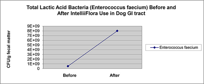 Research data shoing total lactid acid bacteria before and after IntelliFlora use