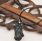 Cool Style Black Meteorite Pendant and Black Cord Necklace