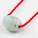 Simple Design Natural Jade Lucky Buckle Pendant Necklace with Red Cord