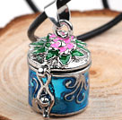Amazing Design Multi Color Wishing Box Metal Pendant Necklace with Black Leather