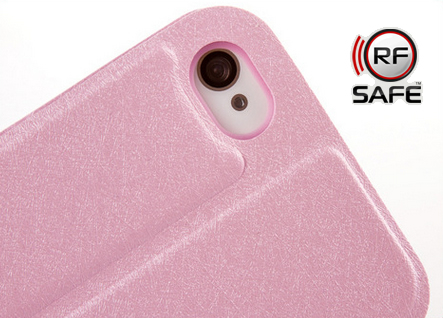 apple iphone 4 flip cover case cell phone radiation shields pink rear cam view