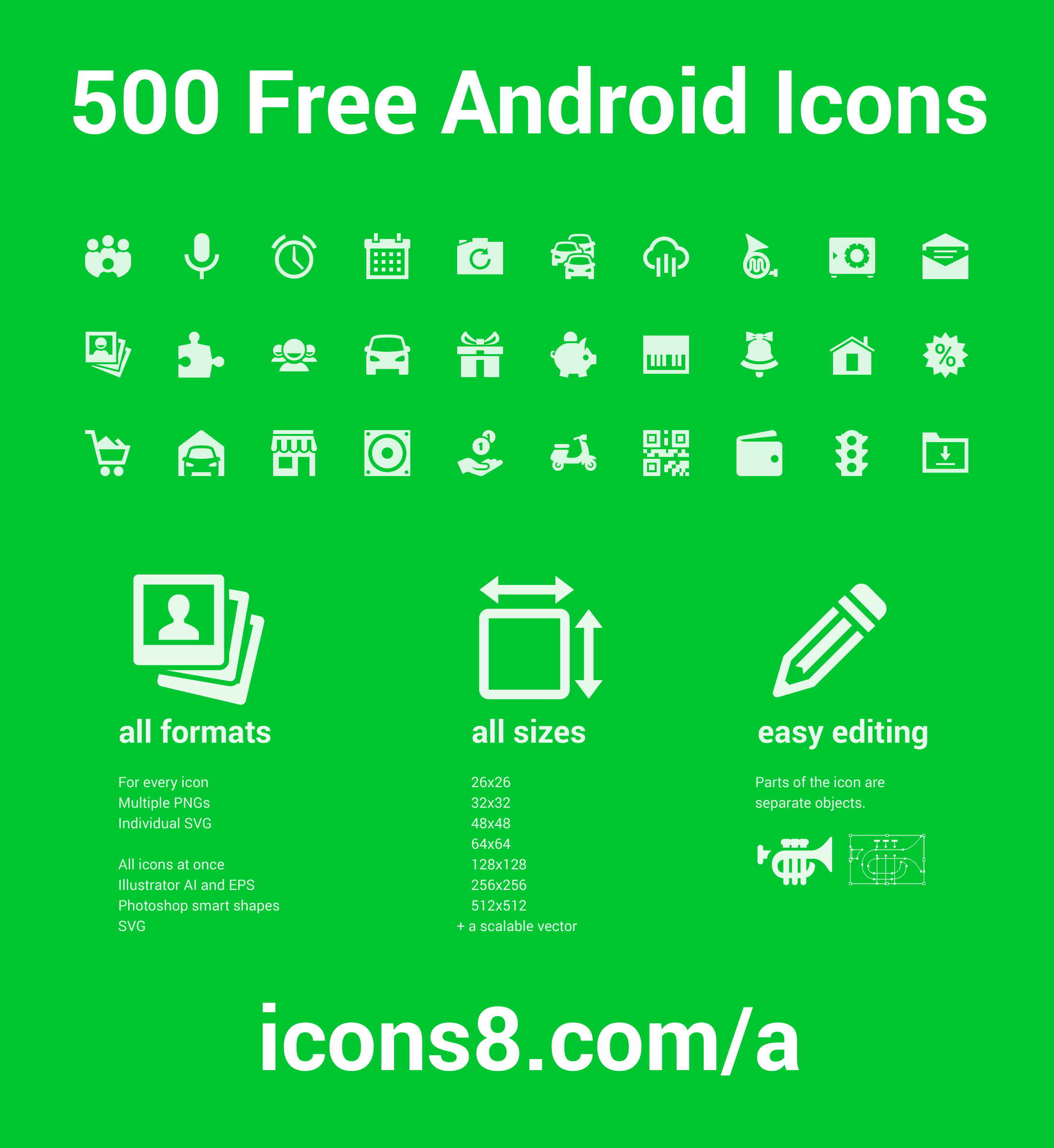 500 Free Android Icons