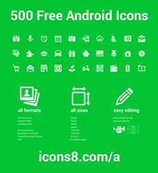 Preview of some of the Android icons created by Icons8