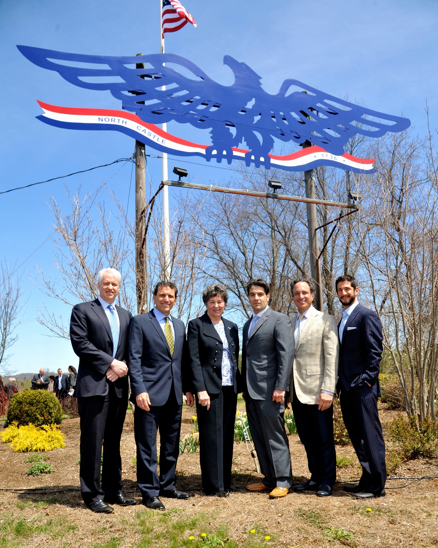 Attending the April 28th ceremony were, from left, Steven Krieger;Michael Schiliro; Constance Quarrie; David Burman; Jan Burman and Scott Burman.