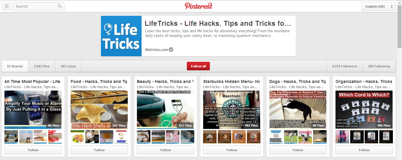 LifeTrickscom the Popular Life Hacks Pinterest Group
