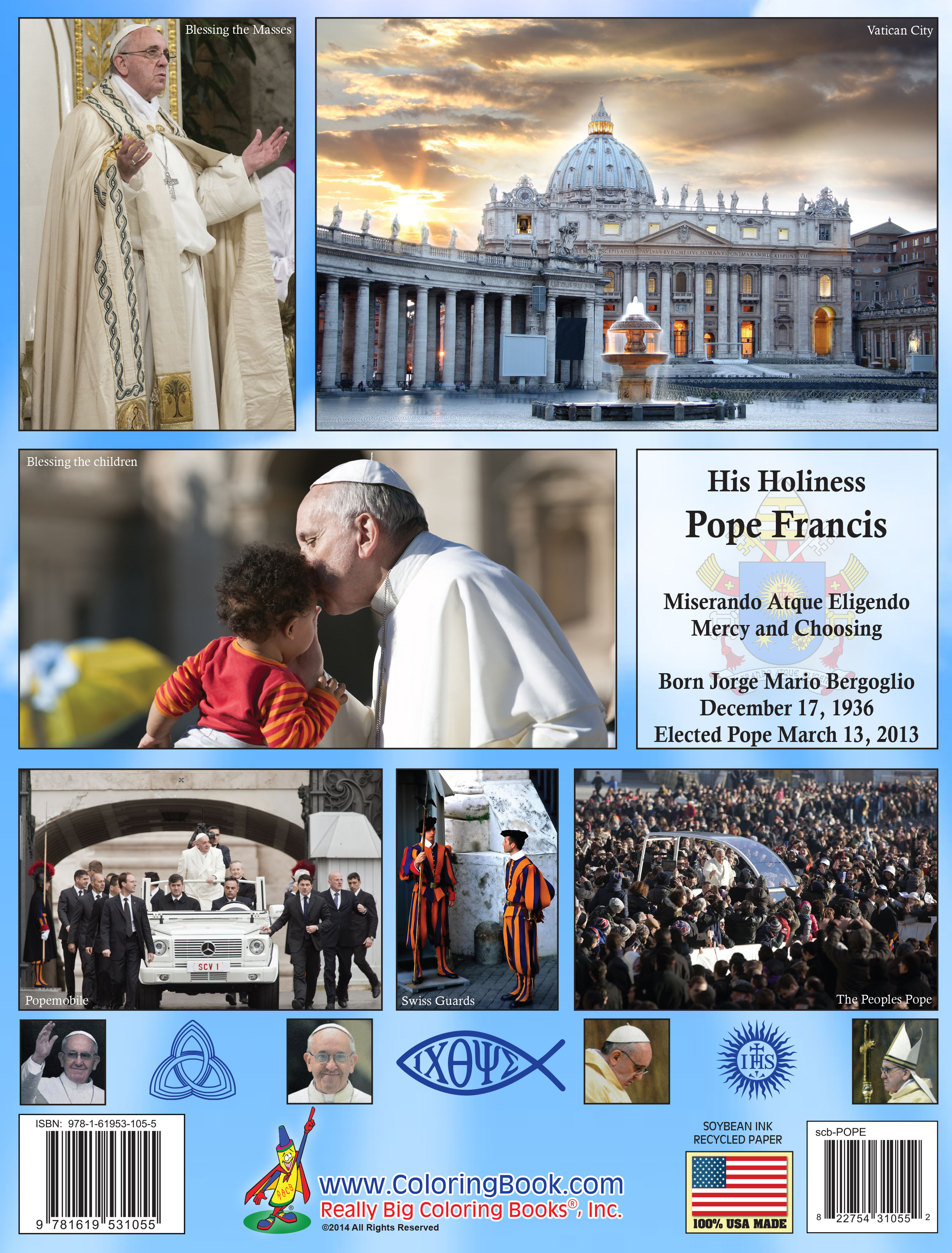 Pope Francis travels and pictures on back cover.