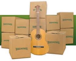 my Bekins Boxes and guitar