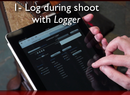 Lumberjack at work on set logging with an wireless device (iPad in this case)