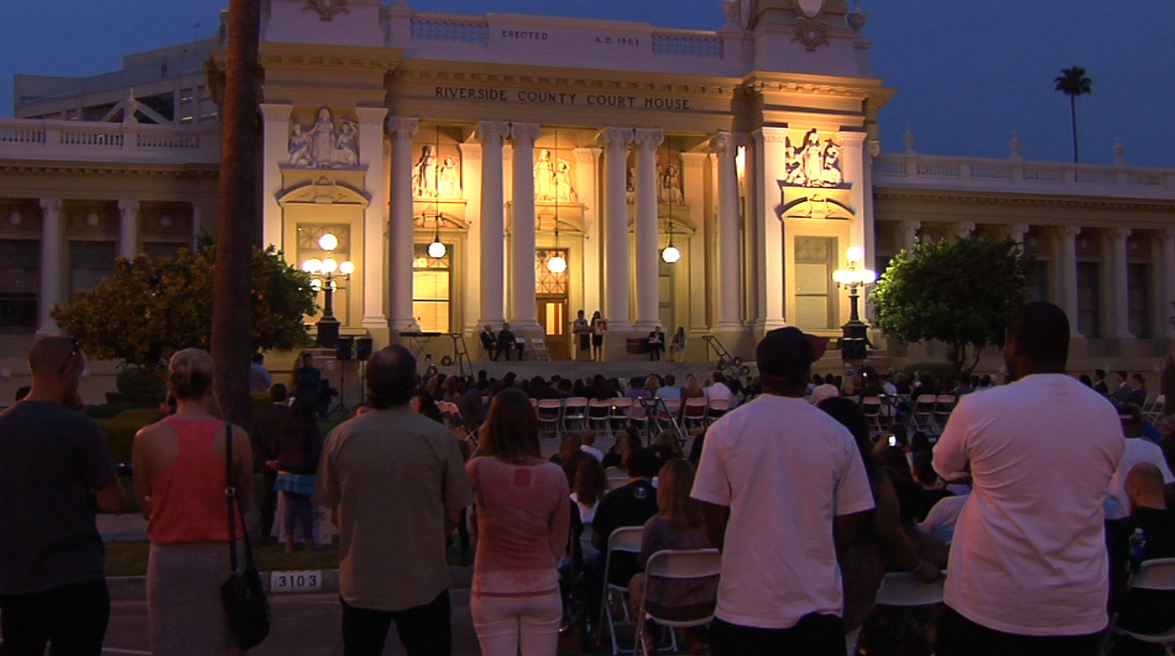 The families of murder victims and violent crime survivors recently gathered at a candlelight vigil outside the Riverside Historic Courthouse to heal and keep alive the legacy of their loved ones