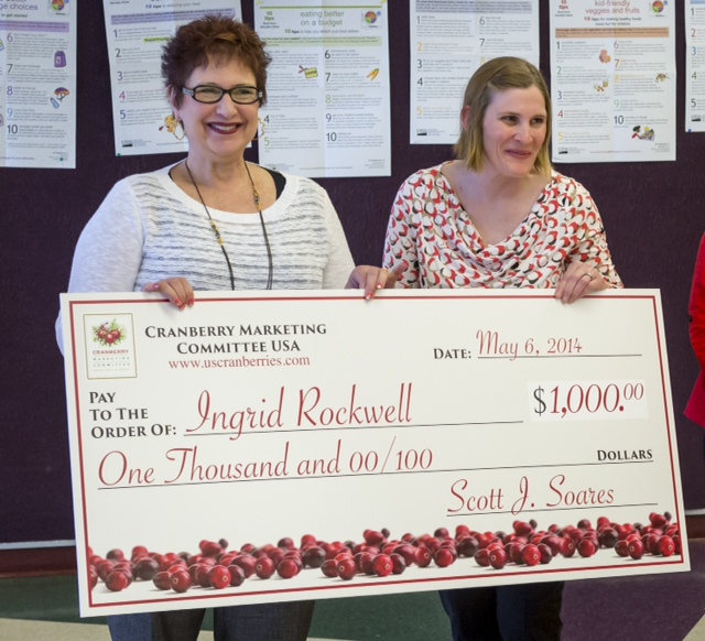 Wisc. school cook Ingrid Rockwell (right) wins $1,000 in Cranberry Marketing Committee/Wisc. School Foodservice Recipe Contest