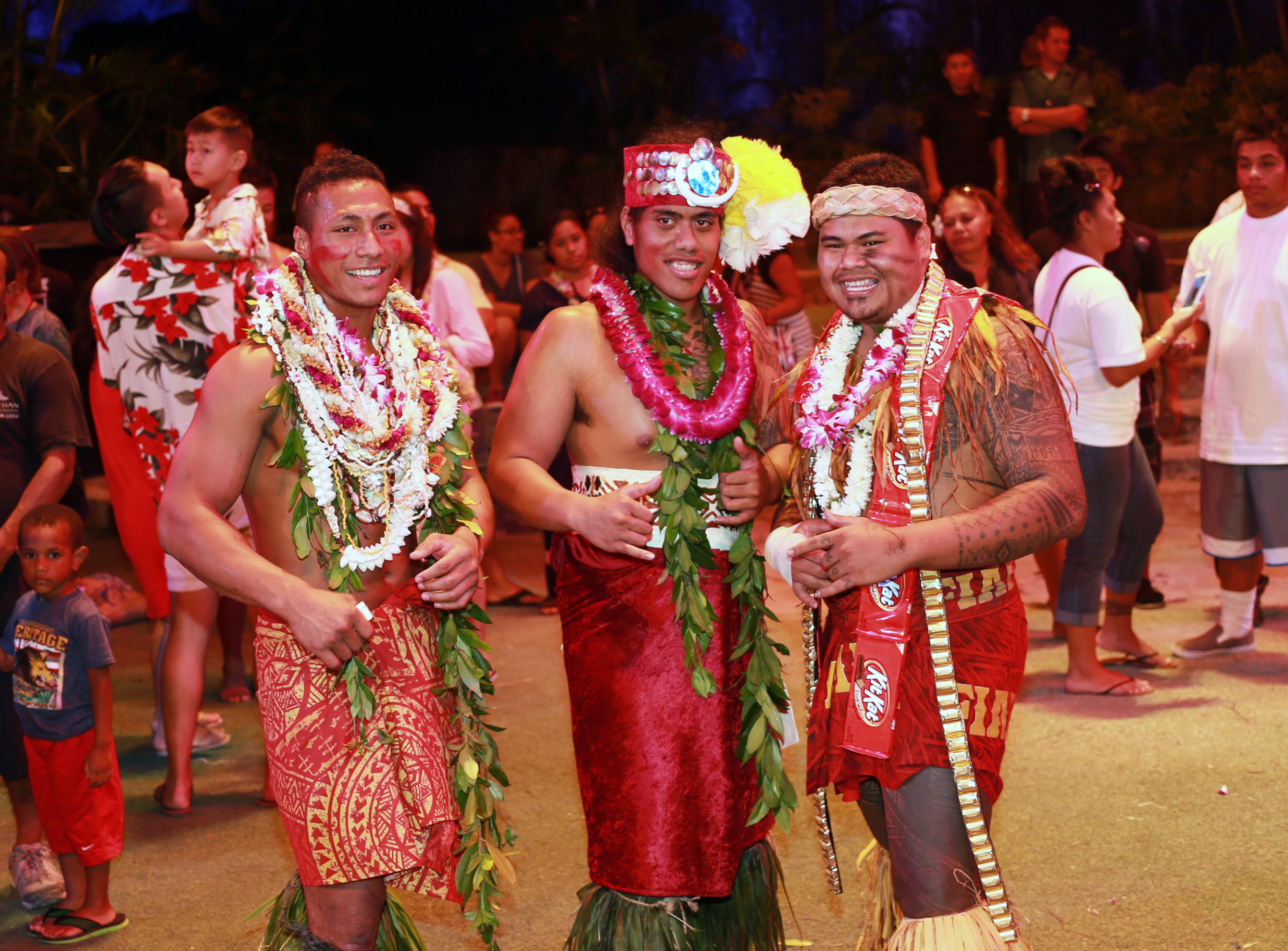 The three finalists (from L-R) Falaniko Penesa, 23 of Samoa; Via Tiumalu, Jr., 22 of Orlando; Malo Matau, Jr., 20 of Laie, HI