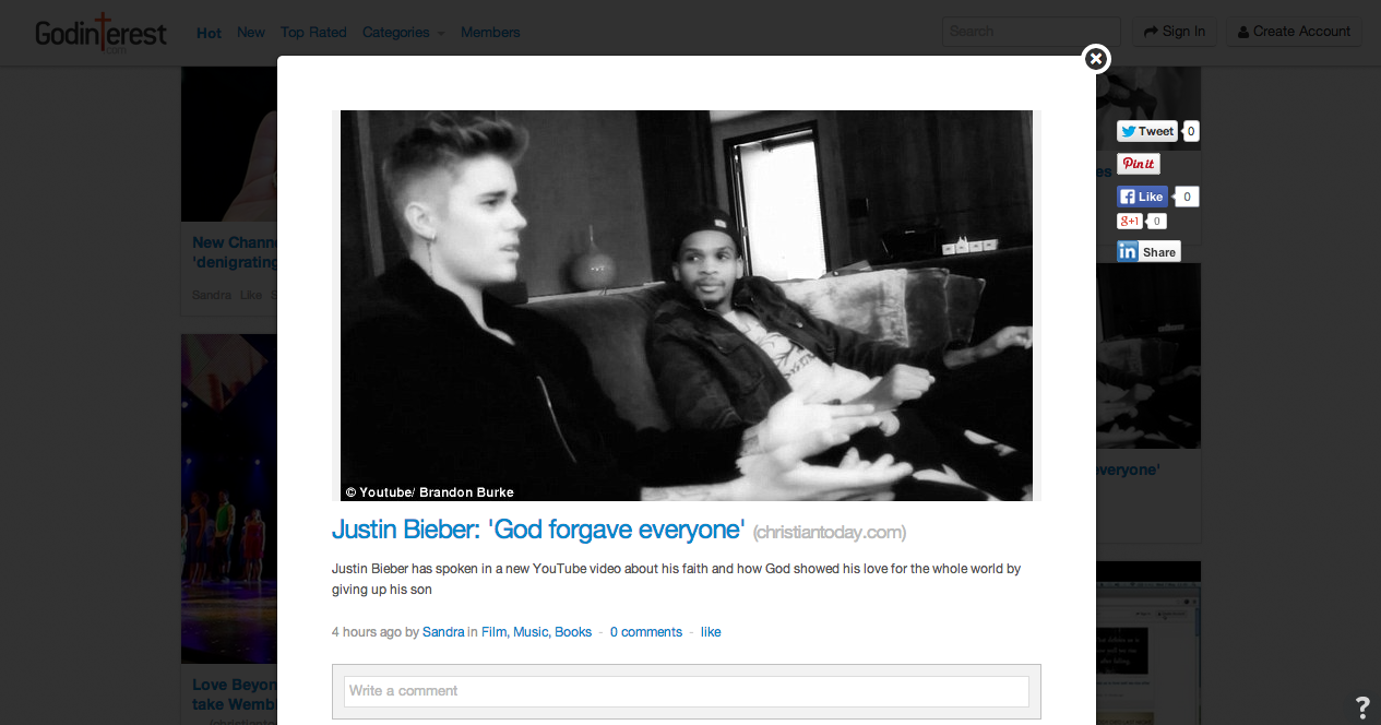 Justin Bieber: 'God forgave everyone' on Godinterest