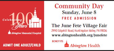 Complementary tickets available for Community Day at  the June Fete Village Fair - Sunday, June 8, 2014.