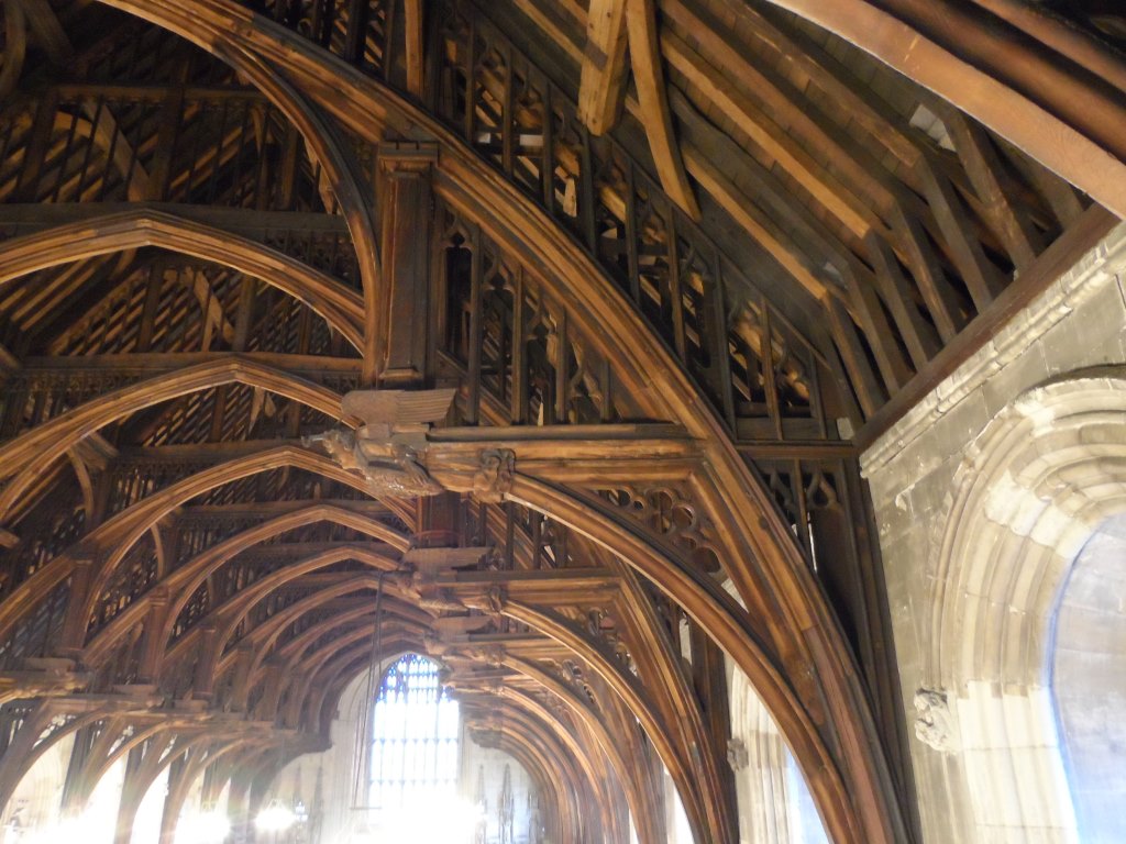 The magnificent hammer-beam roof of Westminster Hall