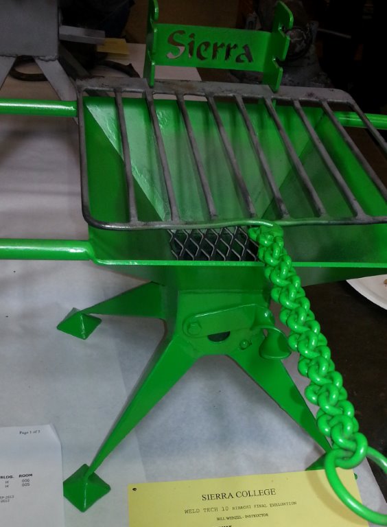 A Sierra College welding student learned essential math skills while making this green hibachi.
