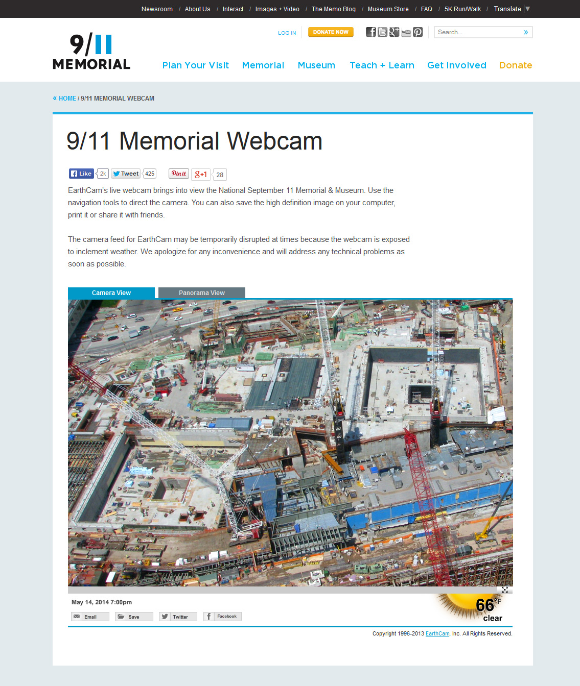 Partnering with the 9/11 Museum, EarthCam shares construction progress on an interactive webpage.