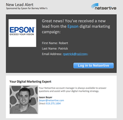 Automated email alerts give Netsertive clients the power to respond at Internet speeds when customers call or indicate purchasing interest online.