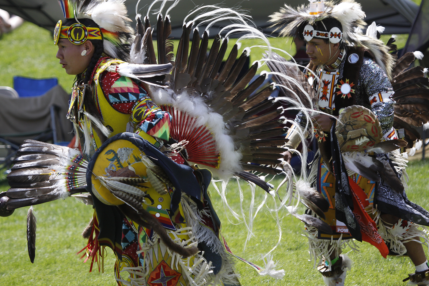Men’s Traditional Dancers at the 2013 Plains Indian Museum Powwow. Buffalo Bill Center of the West photo by Ken Blackbird.
