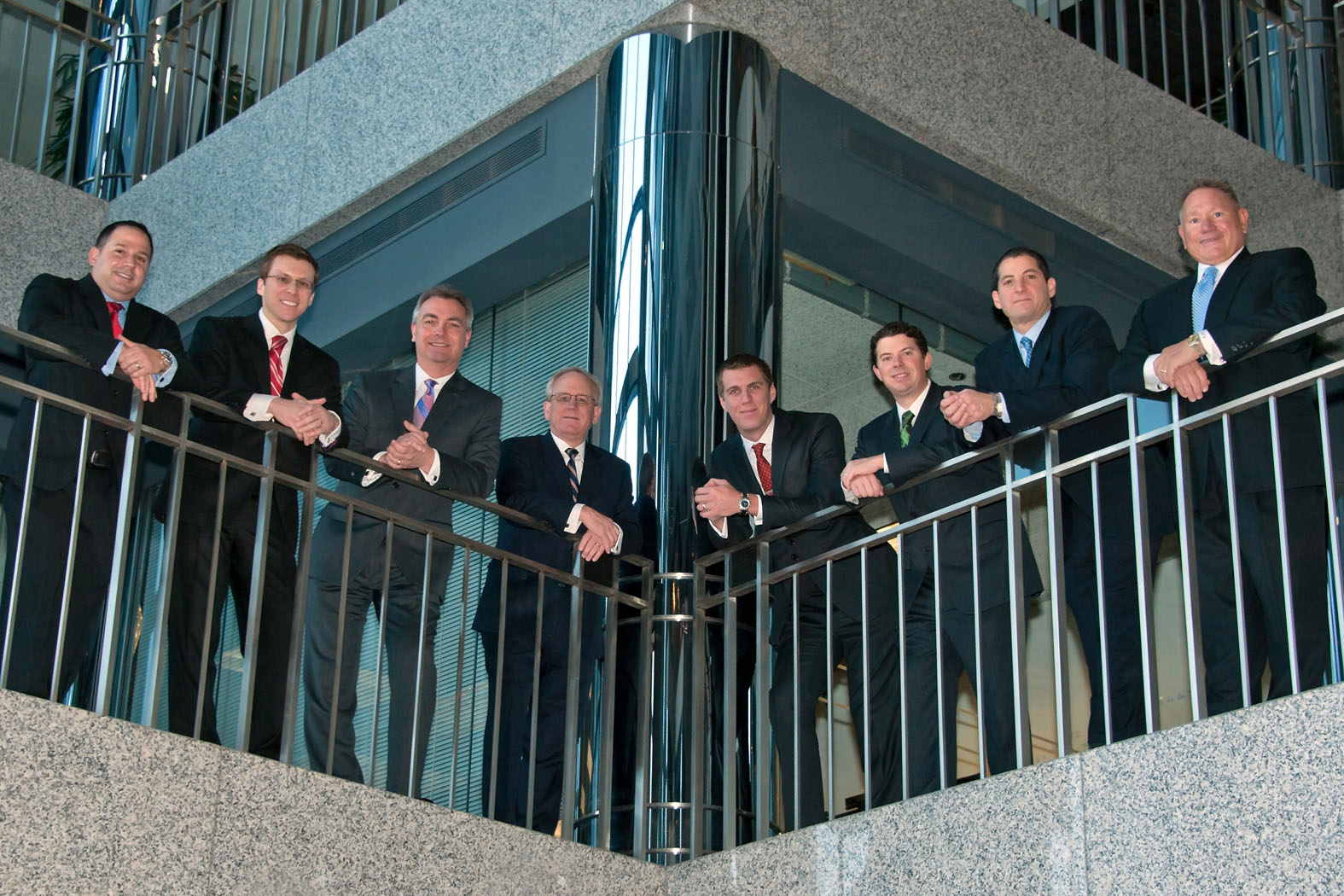 Four Seasons Wealth Management St. Louis, MO-based principals, pictured from left to right: Bill Kallaos, Jr., Travis Freeman, Kevin Grelle, Dale Terrell, Danton Troyer, Tim Banks, Daniel Klein and St