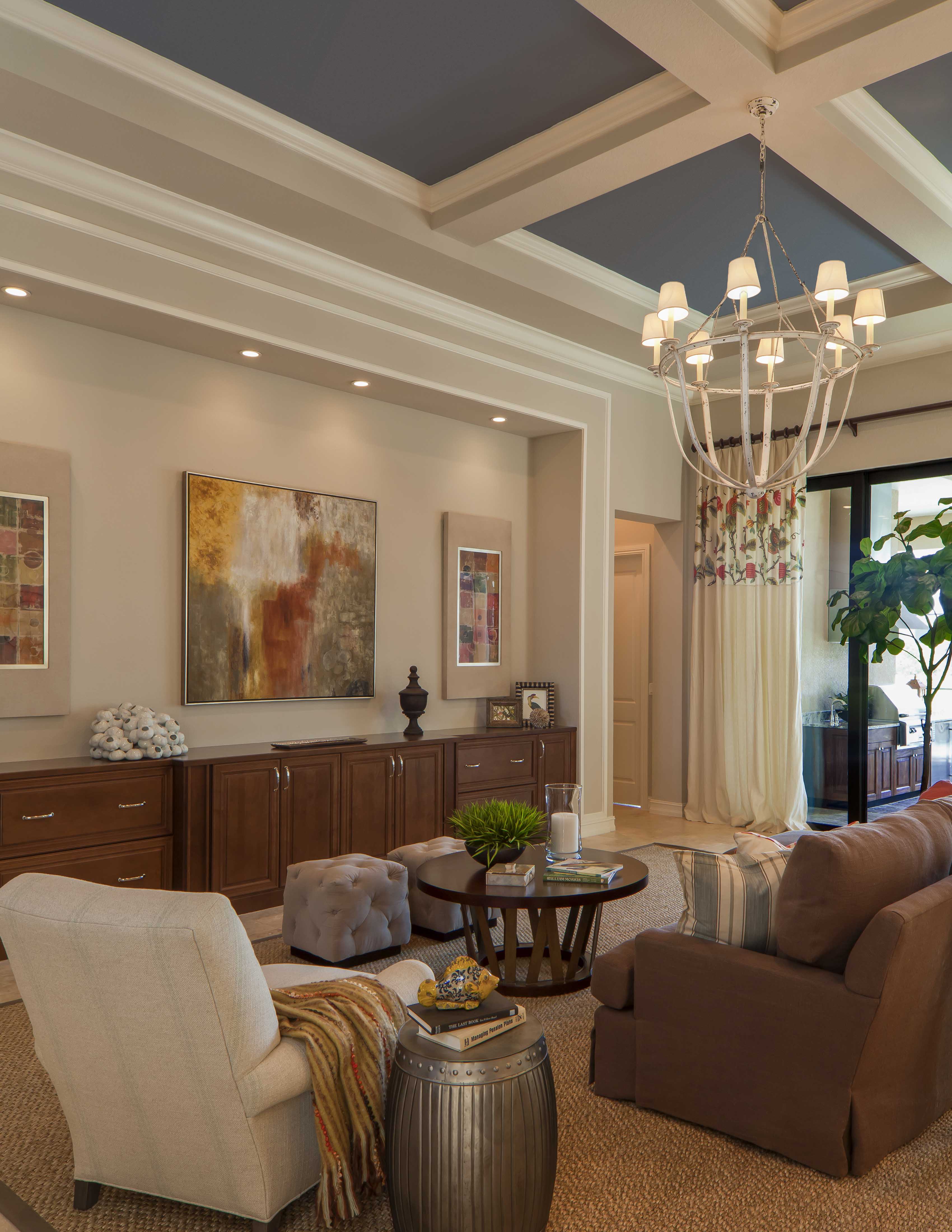 Living room at Palmhurst model by Beasley & Henley Interior Design