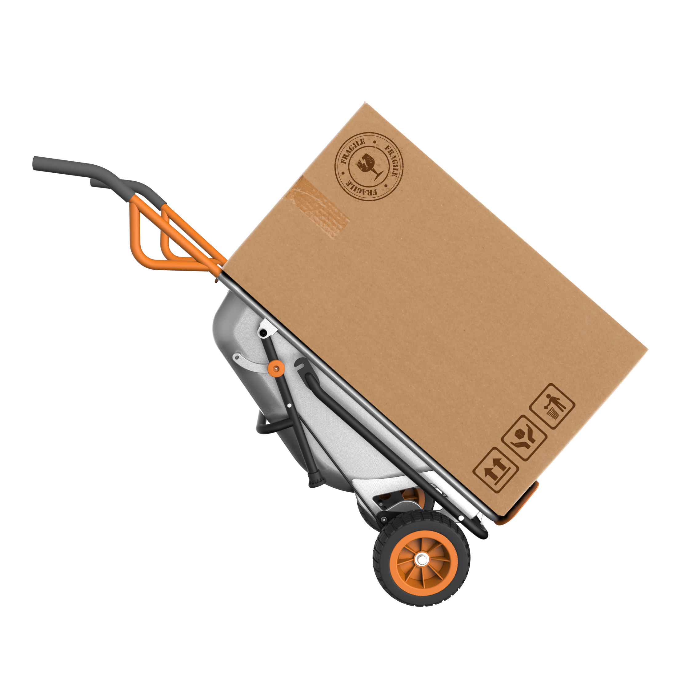 WORX AeroCart quickly converts to hand truck mode.