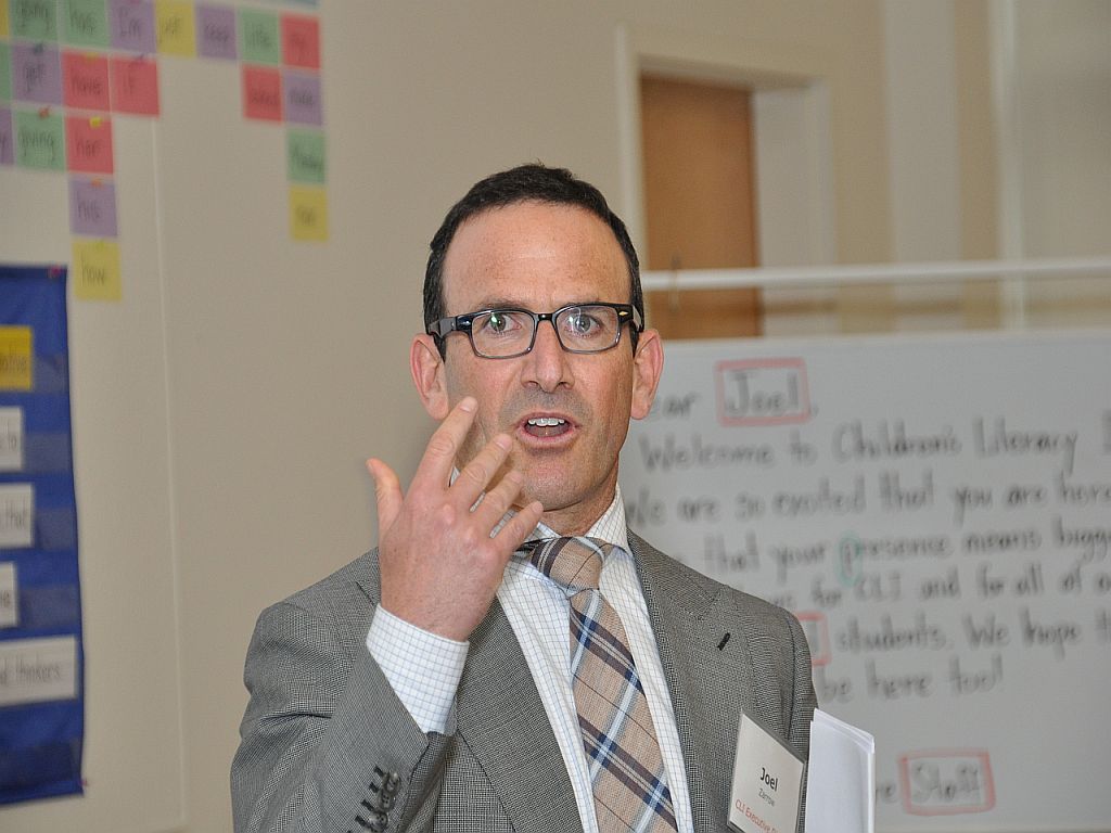 Joel Zarrow, Ph.D., addresses more than 100 business leaders, education advocates and community members at the recent welcome reception hosted by Children’s Literacy Initiative (CLI), a non-profit org