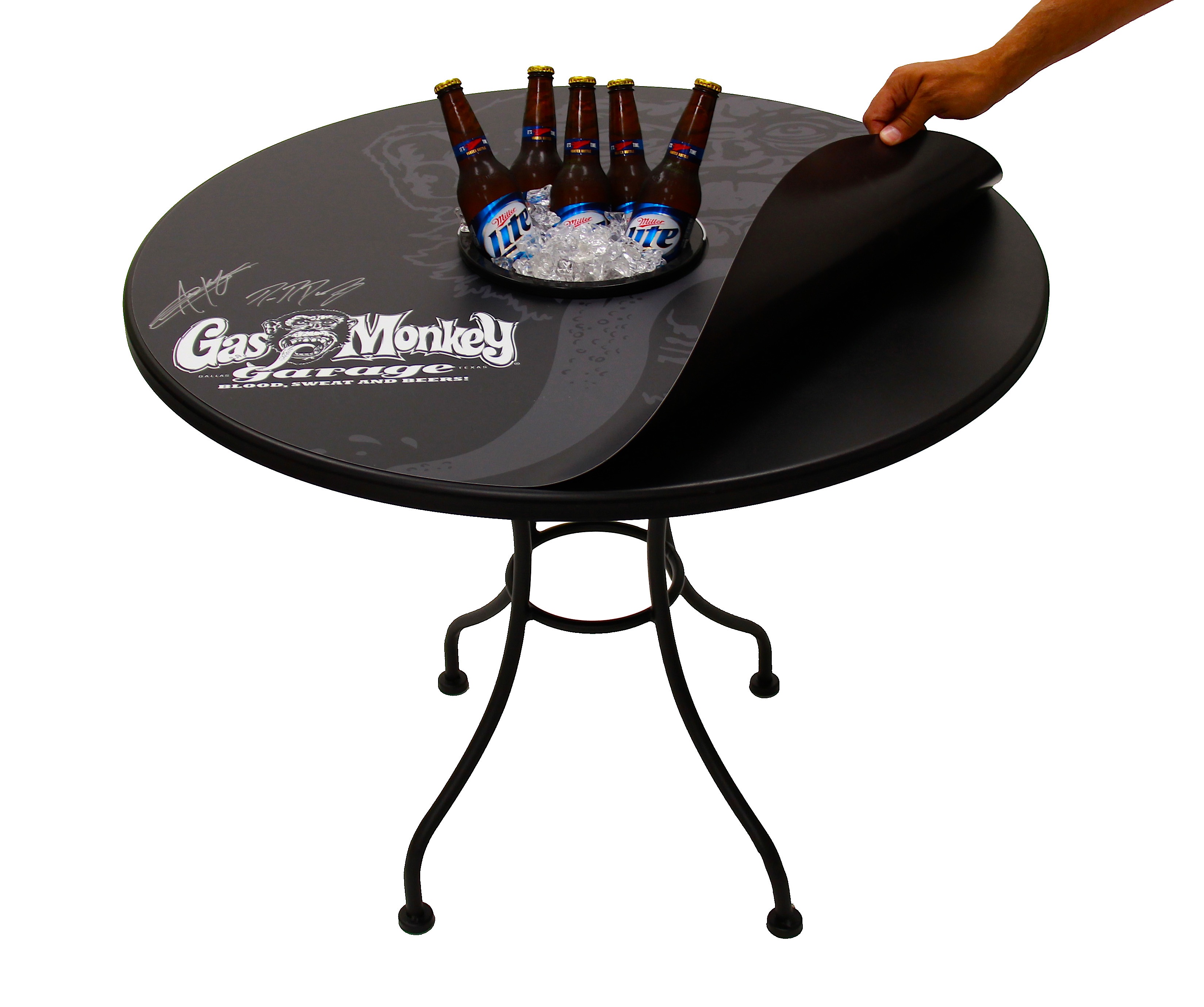 Gas Monkey Garage Officially Autographed MagneticSkins Patio Table