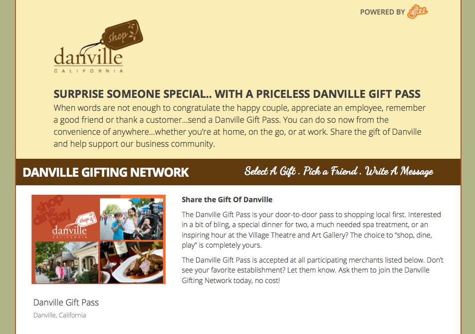 The Town of Danville, CA has partnered with Yiftee to make shopping at favorite local spots easy, while also supporting local businesses with the new “Danville Gift Pass."