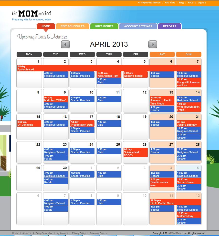 The M.O.M. Method Family Calendar