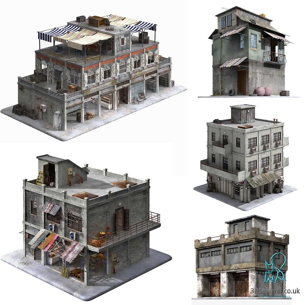 Game Ready 3D Model Building Collection for Sale in 3D Squirrel's Marketplace