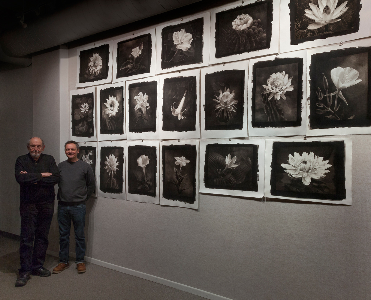 The Midnight Garden Wall of Platinum Prints, with photographer Cy DeCosse and printer Keith Taylor