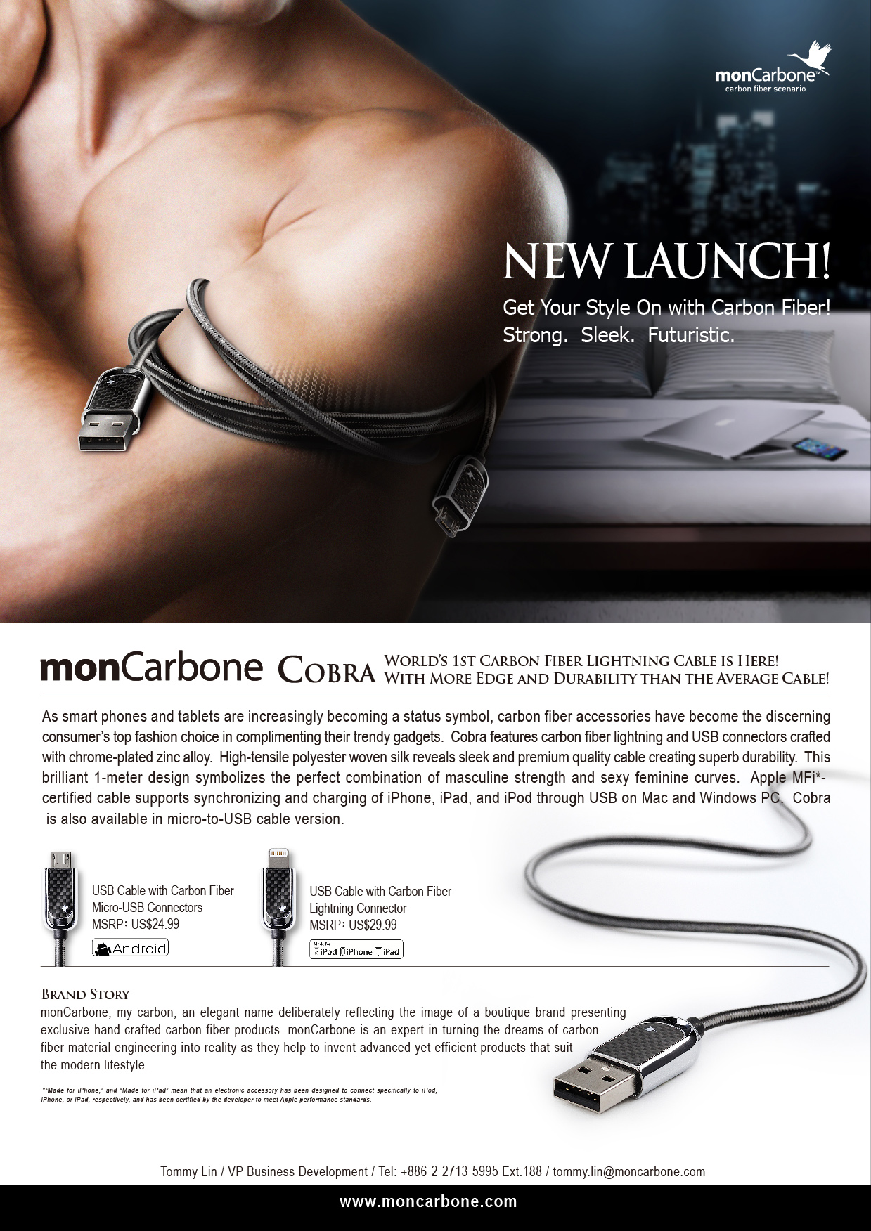 monCarbone Cobra USB Cables Fact Sheet