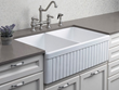 White 32″ Fluted Double Bowl Fireclay Farmhouse Kitchen Sink From Alfi AB537-W
