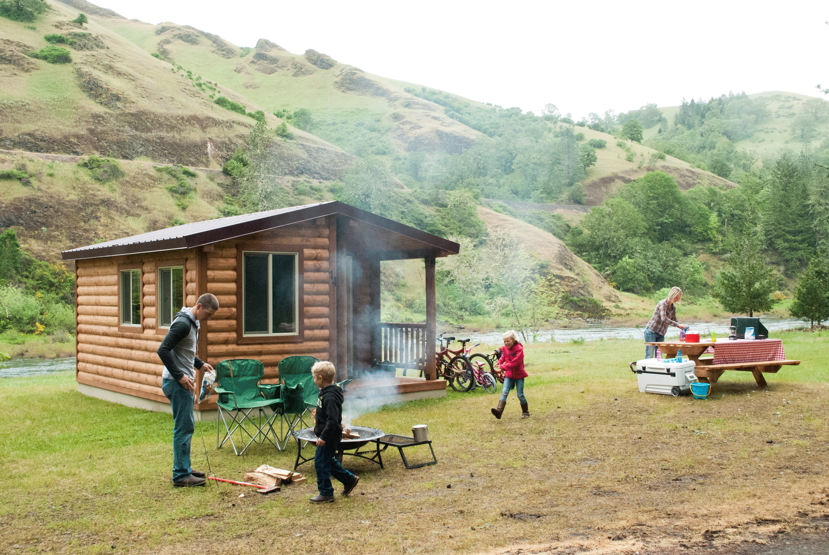 A Family Enjoys a Romtec Cabin