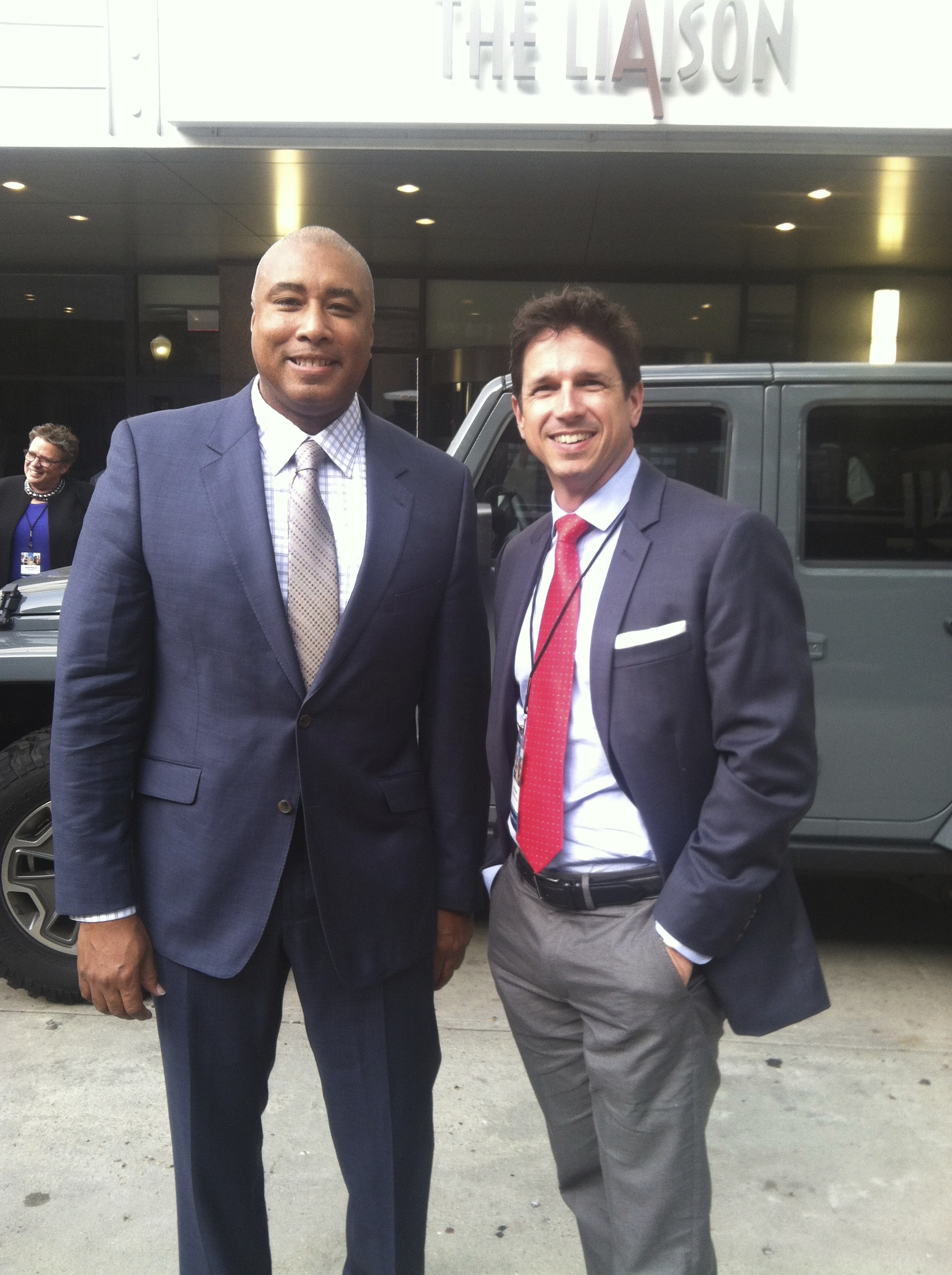 Former NY Yankees and Hall of Fame inductee Bernie Williams and Billy Cuthrell between meetings in D.C.