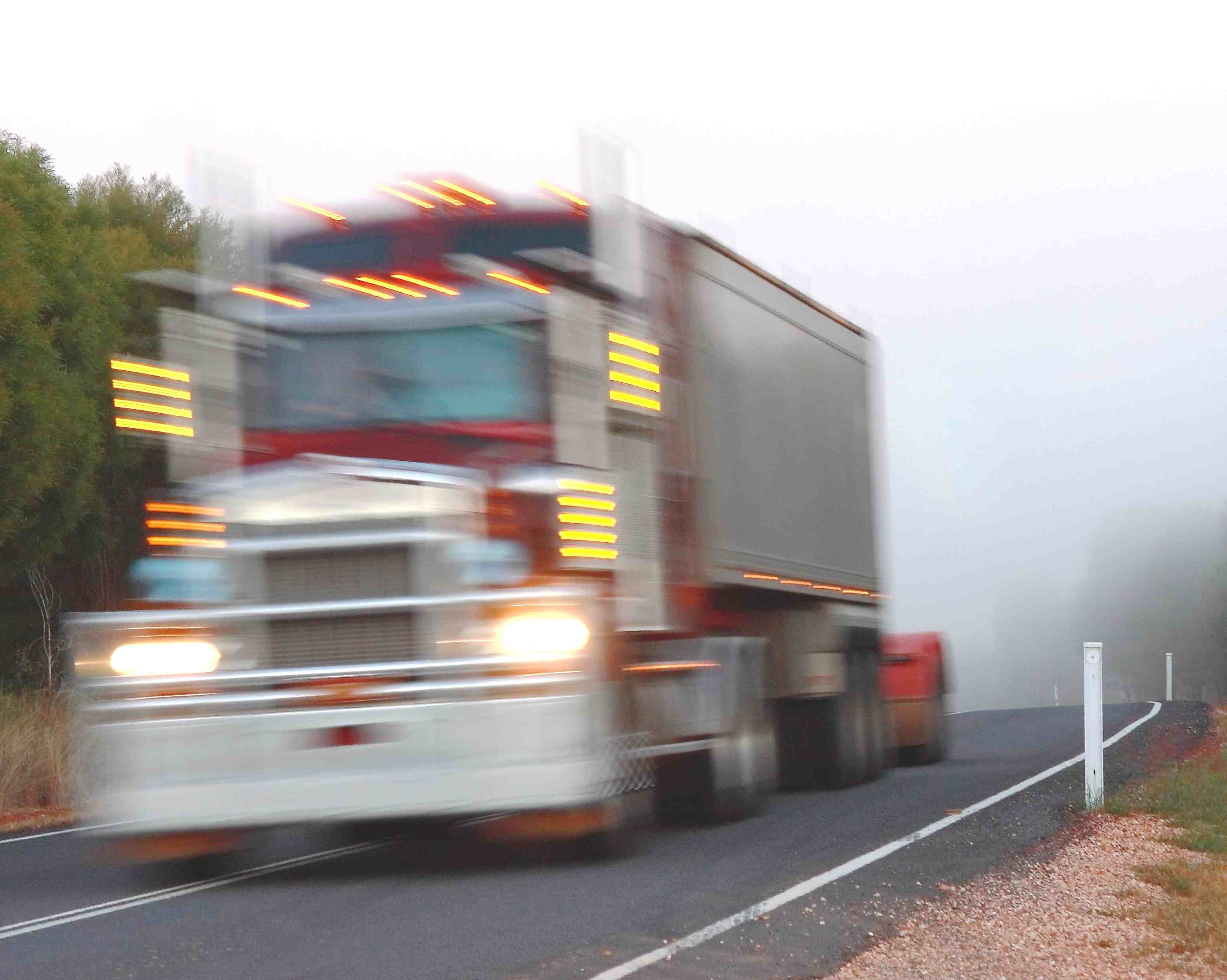 The large size and weight of a truck impacts how quickly it can brake.