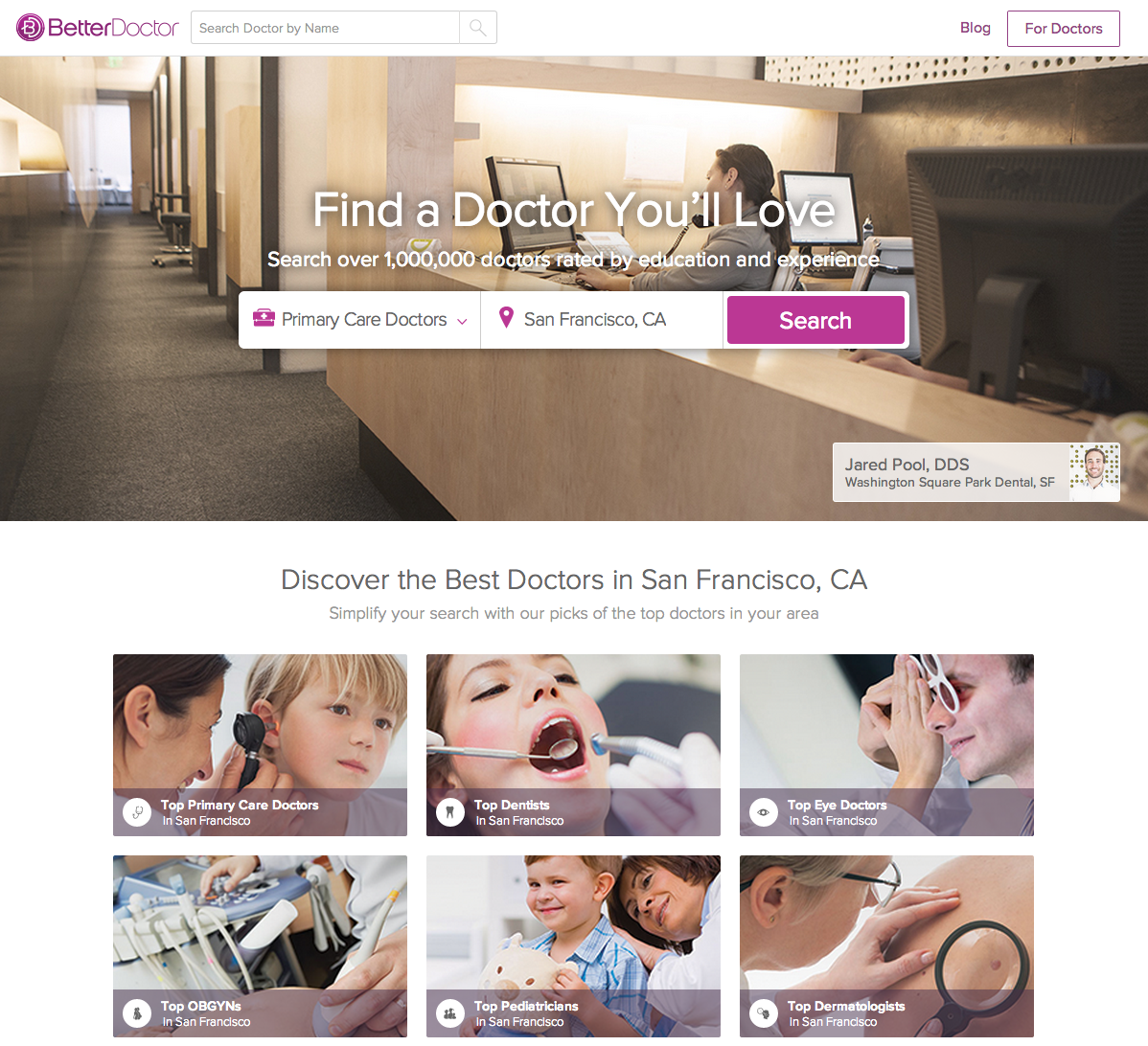 BetterDoctor home page - Find a doctor you'll love