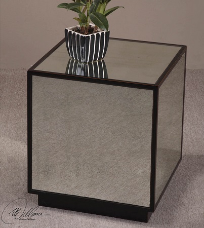 Matty Mirrored Cube Accent Table From Uttermost 24091